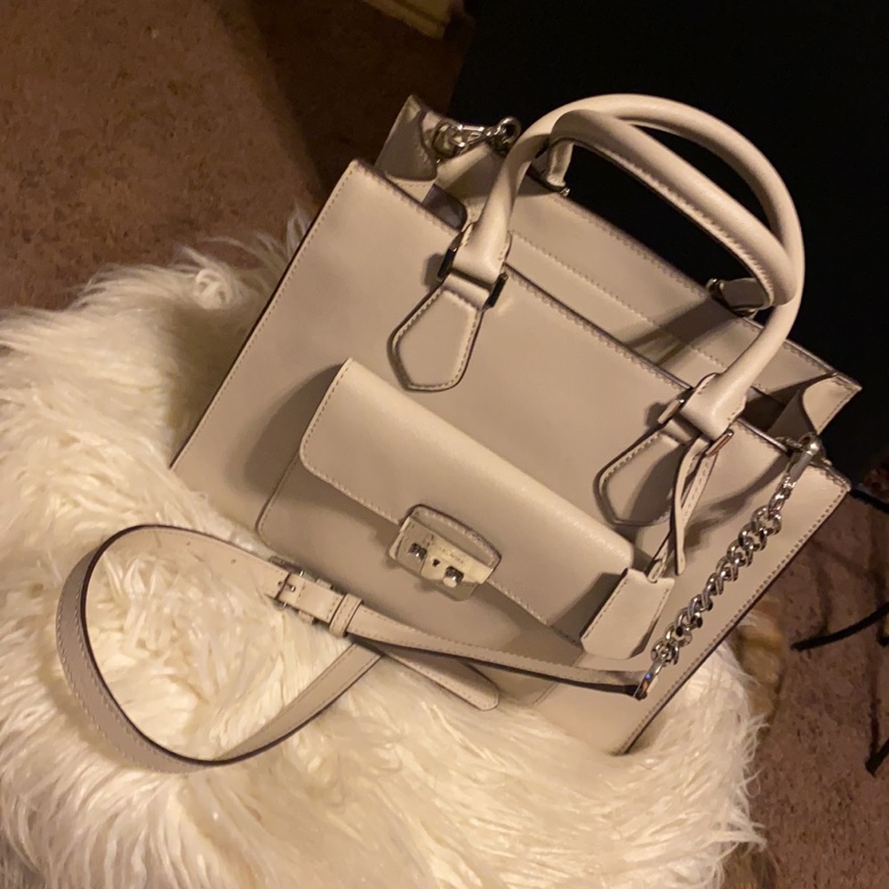 Michael Kors light gray medium handbag